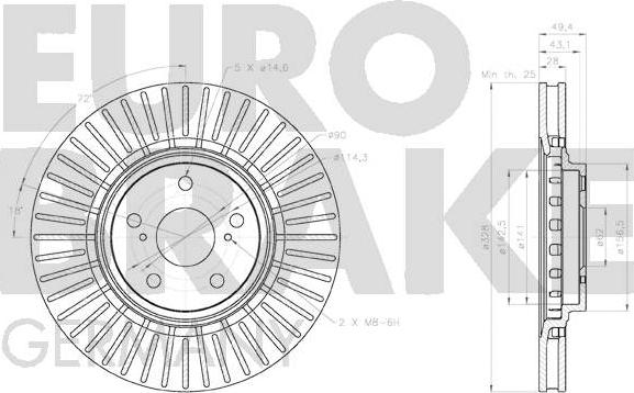 Eurobrake 58152045176 - Тормозной диск autospares.lv