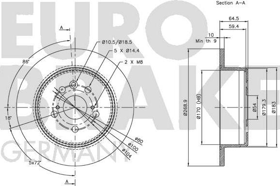 Eurobrake 5815204533 - Тормозной диск autospares.lv