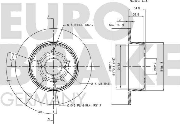 Eurobrake 5815204570 - Тормозной диск autospares.lv