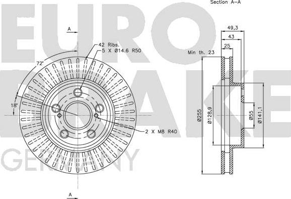 Eurobrake 5815204572 - Тормозной диск autospares.lv