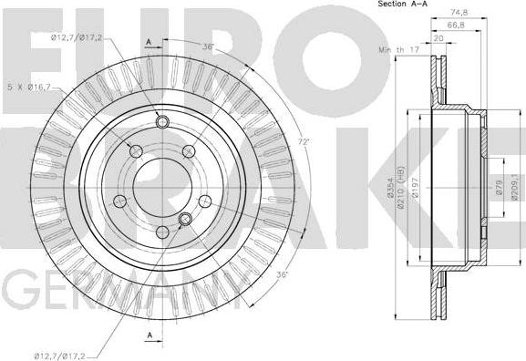 Eurobrake 5815204043 - Тормозной диск autospares.lv