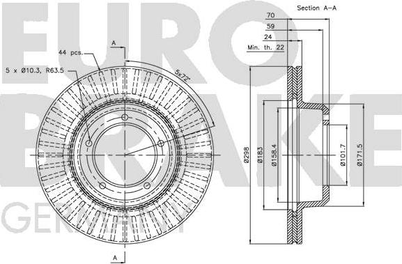 Eurobrake 5815204003 - Тормозной диск autospares.lv