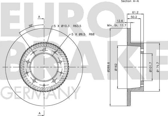 Eurobrake 5815204002 - Тормозной диск autospares.lv