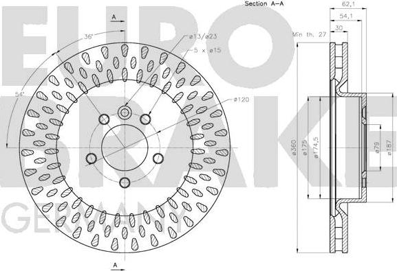 Eurobrake 5815204037 - Тормозной диск autospares.lv