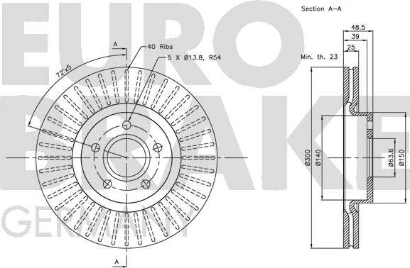 Eurobrake 5815204849 - Тормозной диск autospares.lv