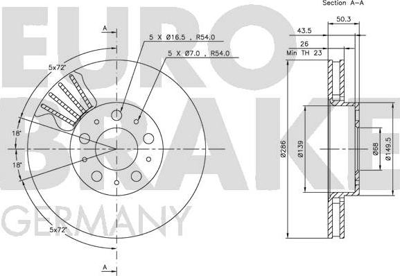 Eurobrake 5815204841 - Тормозной диск autospares.lv