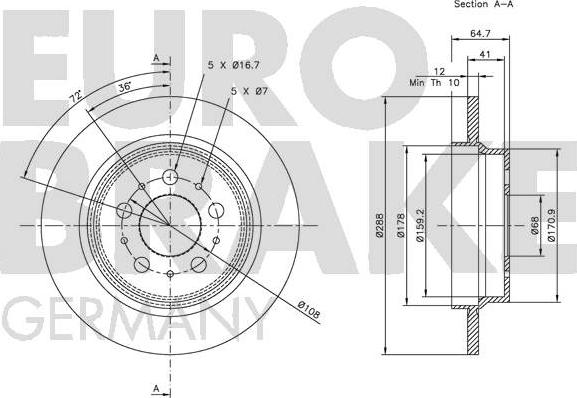 Eurobrake 5815204843 - Тормозной диск autospares.lv