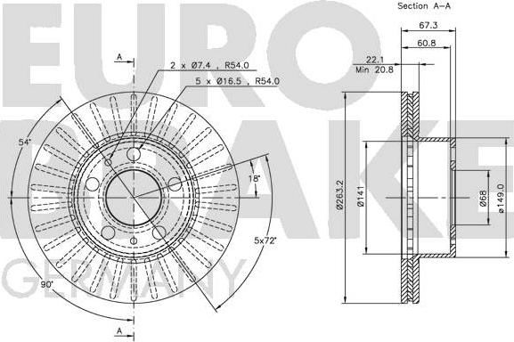 Eurobrake 5815204809 - Тормозной диск autospares.lv