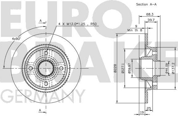 Eurobrake 5815204836 - Тормозной диск autospares.lv