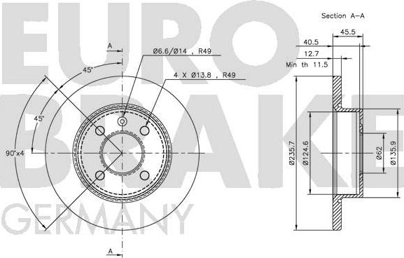 Eurobrake 5815204304 - Тормозной диск autospares.lv