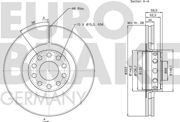 Eurobrake 5815204791 - Тормозной диск autospares.lv