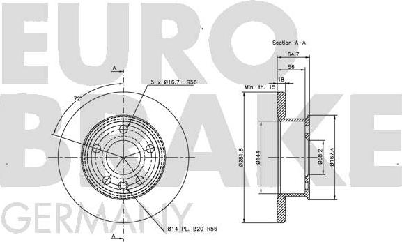 Eurobrake 5815204746 - Тормозной диск autospares.lv