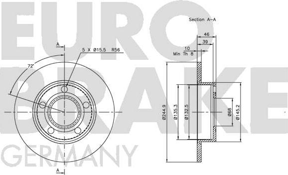 Eurobrake 5815204747 - Тормозной диск autospares.lv