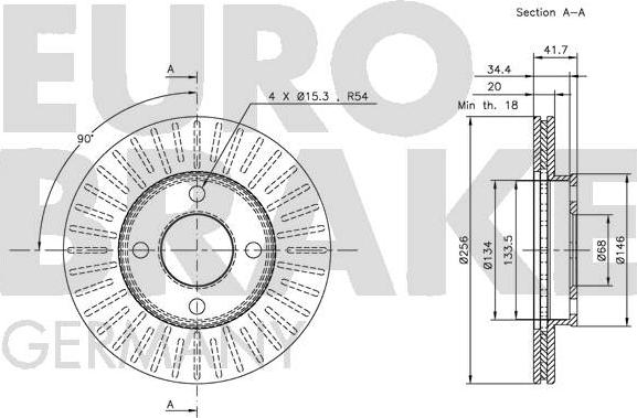 Eurobrake 5815204750 - Тормозной диск autospares.lv