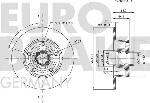 Eurobrake 5815204757 - Тормозной диск autospares.lv