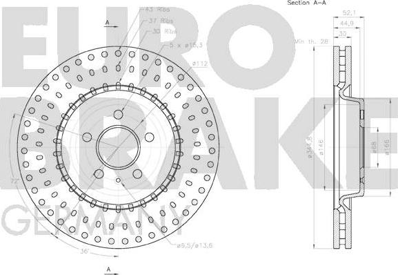 Eurobrake 58152047154 - Тормозной диск autospares.lv