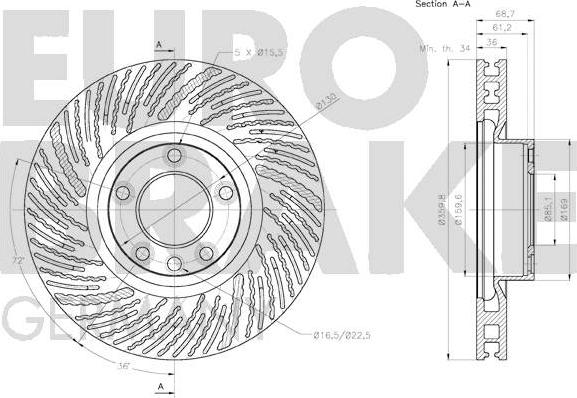 Eurobrake 58152047151 - Тормозной диск autospares.lv