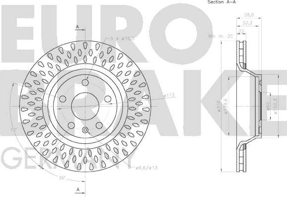 Eurobrake 58152047163 - Тормозной диск autospares.lv