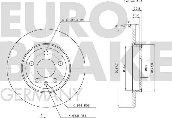 Eurobrake 58152047111 - Тормозной диск autospares.lv