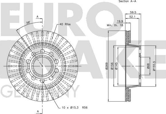 Eurobrake 5815204781 - Тормозной диск autospares.lv