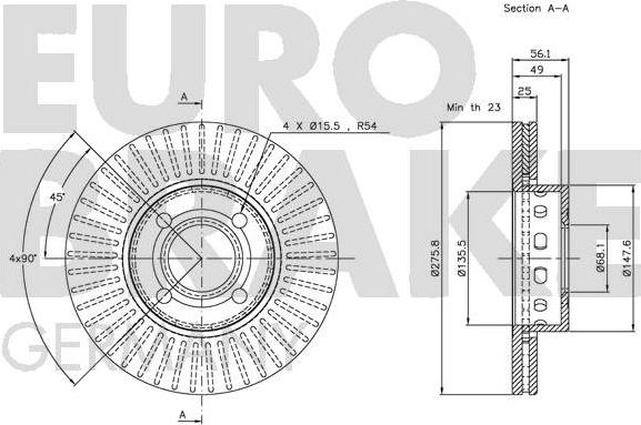 Eurobrake 5815204739 - Тормозной диск autospares.lv