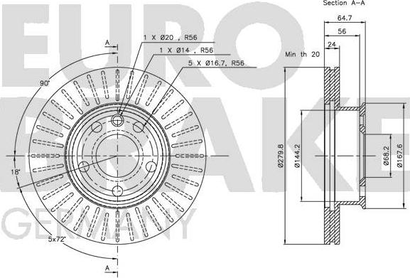 Eurobrake 5815204733 - Тормозной диск autospares.lv