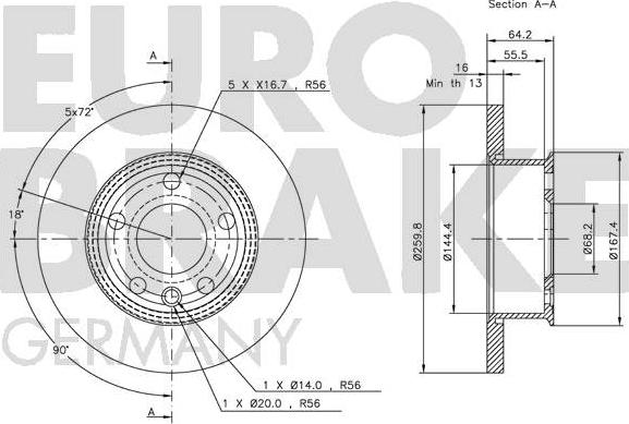 Eurobrake 5815204732 - Тормозной диск autospares.lv