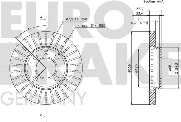 Eurobrake 5815204724 - Тормозной диск autospares.lv