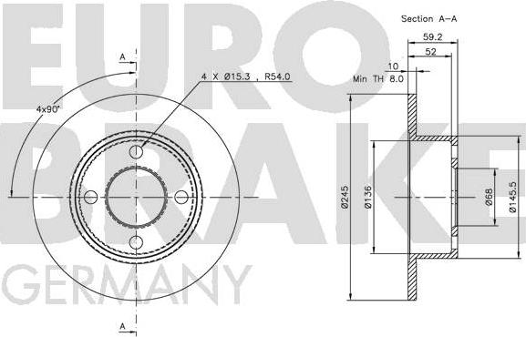 Eurobrake 5815204723 - Тормозной диск autospares.lv