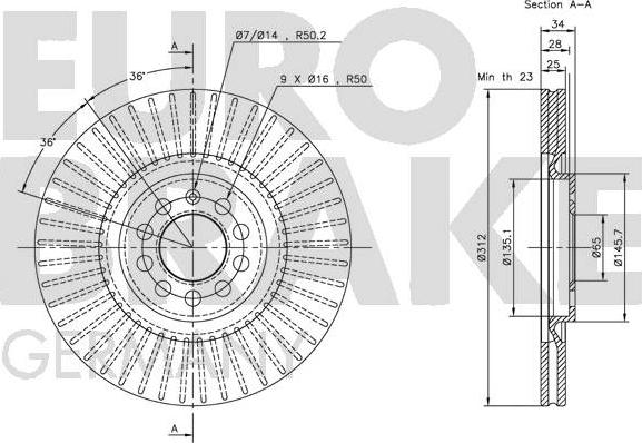 Eurobrake 5815204774 - Тормозной диск autospares.lv