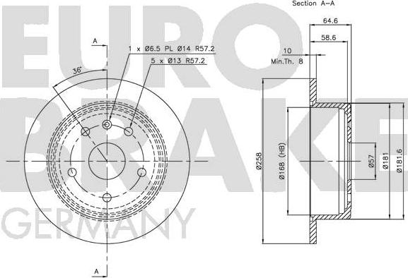 Eurobrake 5815205005 - Тормозной диск autospares.lv
