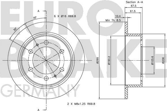 Eurobrake 5815205003 - Тормозной диск autospares.lv