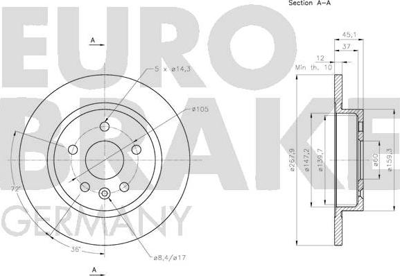 Eurobrake 5815205014 - Тормозной диск autospares.lv