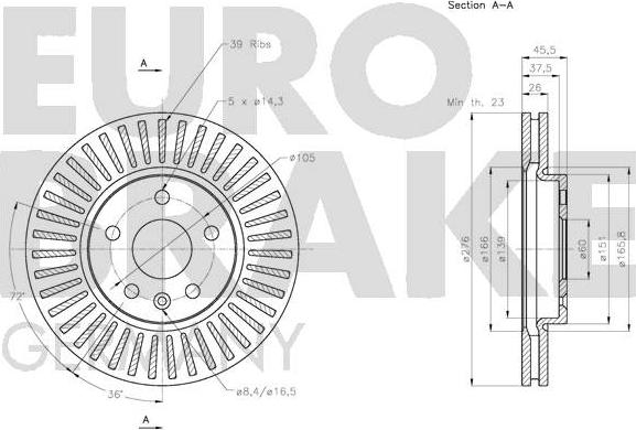 Eurobrake 5815205013 - Тормозной диск autospares.lv