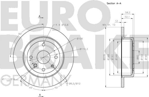 Eurobrake 5815205017 - Тормозной диск autospares.lv