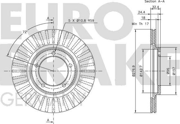 Eurobrake 5815205108 - Тормозной диск autospares.lv