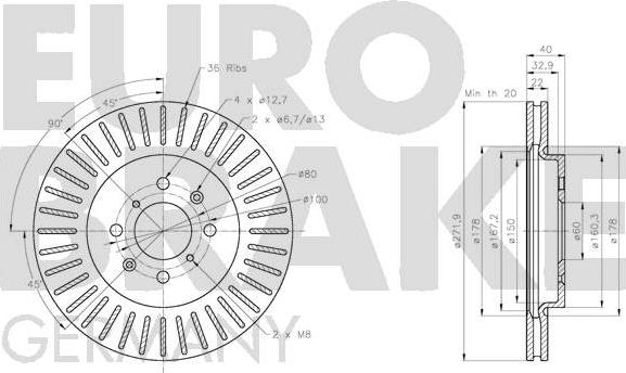 Eurobrake 5815205236 - Тормозной диск autospares.lv