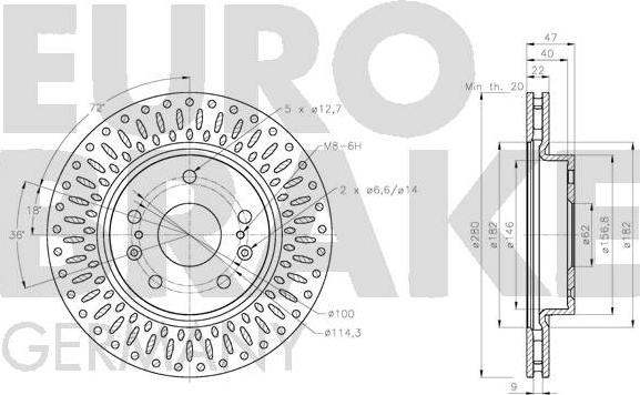 Eurobrake 5815205231 - Тормозной диск autospares.lv