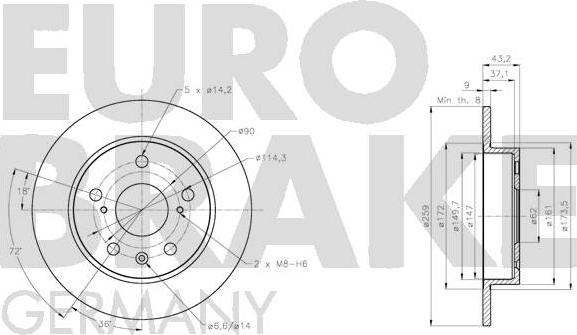 Eurobrake 5815205232 - Тормозной диск autospares.lv