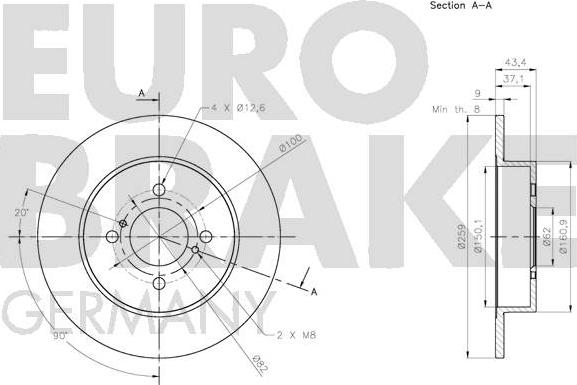 Eurobrake 5815205229 - Тормозной диск autospares.lv