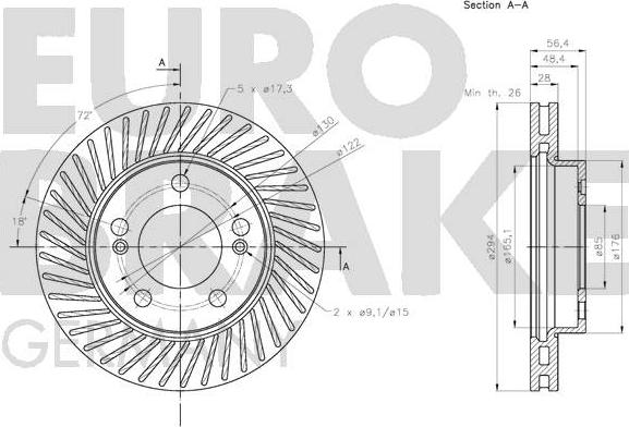 Eurobrake 5815205703 - Тормозной диск autospares.lv