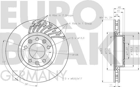 Eurobrake 5815201956 - Тормозной диск autospares.lv