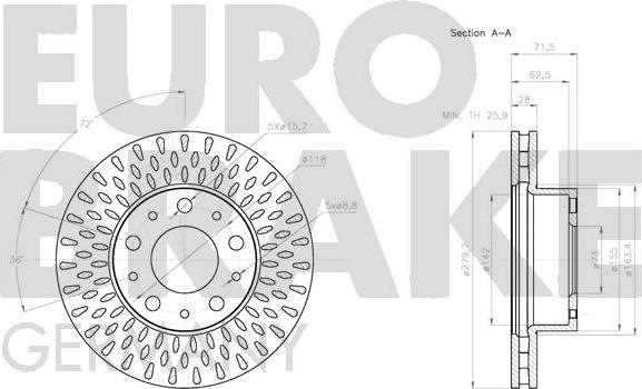 Eurobrake 5815201958 - Тормозной диск autospares.lv