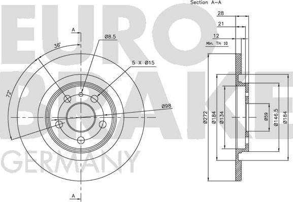 Eurobrake 5815201934 - Тормозной диск autospares.lv