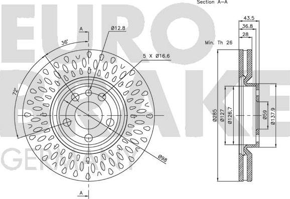 Eurobrake 5815201933 - Тормозной диск autospares.lv