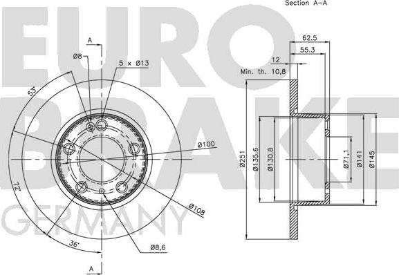 Eurobrake 5815201922 - Тормозной диск autospares.lv