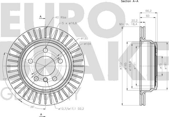 Eurobrake 5815201597 - Тормозной диск autospares.lv