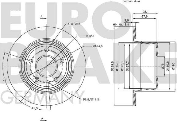 Eurobrake 5815201552 - Тормозной диск autospares.lv