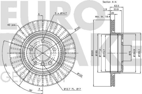 Eurobrake 5815201561 - Тормозной диск autospares.lv