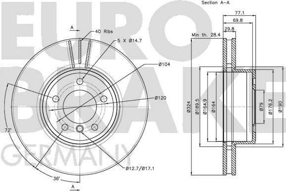 Eurobrake 5815201563 - Тормозной диск autospares.lv